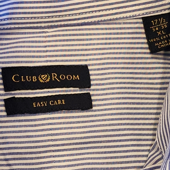 Club Room Men's Shirt Blue Pencil Stripe/ 17 1/2 34-35/ NWT - Picture 13 of 15